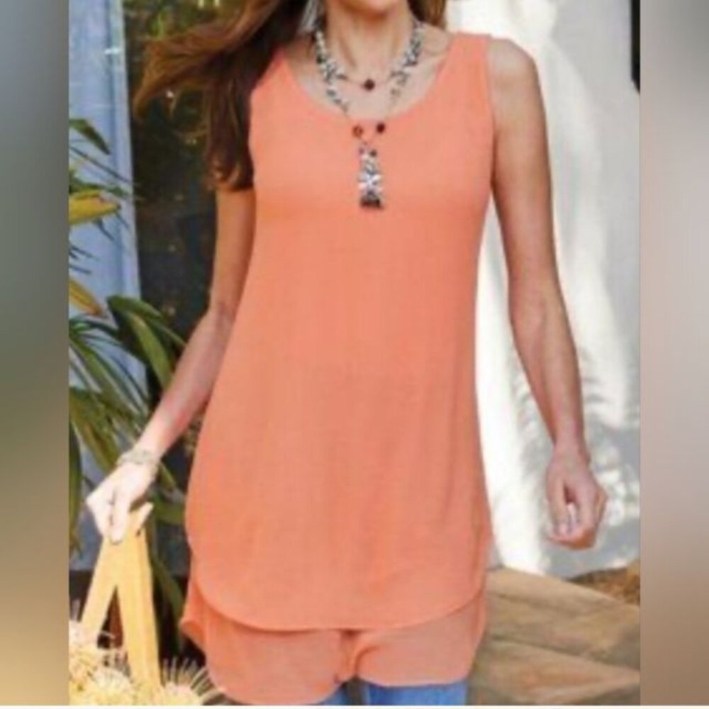 Women’s Soft Surroundings Semi Sheer Chiffon Long Tunic, Medium